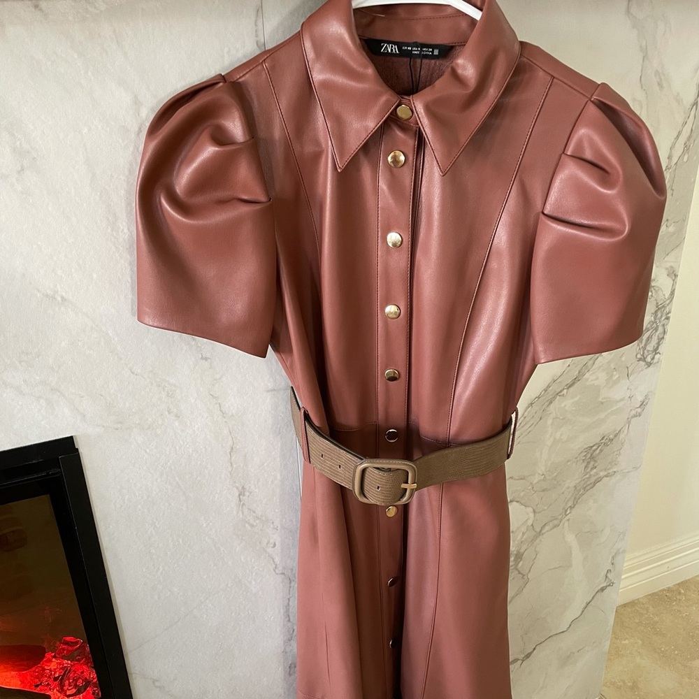 ZARA Faux leather midi dress